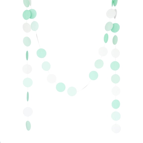 Circle Dots Paper Party Garland (10 Feet Long) by Chloe Elizabeth - Aqua, Mint, Pearl White Glitter