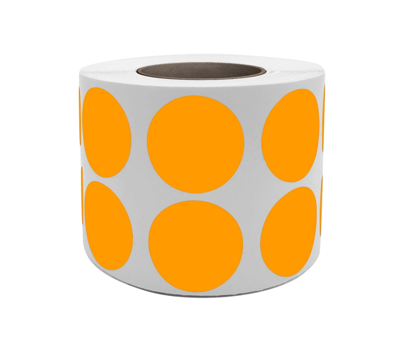 Circle Dots Sticker Roll 3.4" Round Labels in Neon Orange (0.75) 19mm