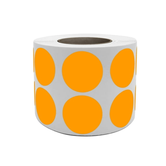 Circle Dots Sticker Roll 3.4" Round Labels in Neon Orange (0.75) 19mm - 1050 Pack by Royal Green