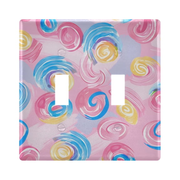 Circle Dreamy Pastel Color Light Switch Cover Electrical Outlet Cover Replaceable Wall Plates 2-Gang