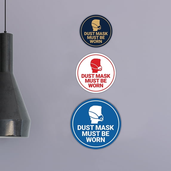 Circle Dust Mask Must Be Worn Sign (Black) - Small