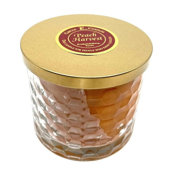 Circle E Candles, Peach Harvest Scent, Medium Size Jar Candle, 17oz, 2 Wicks