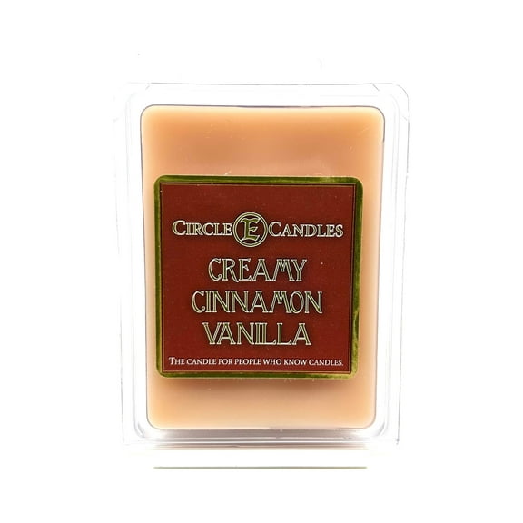Circle E Candles Wax Melt Tart, Creamy Cinnamon Vanilla Scent, Pack of 6 Tarts, Extra Small Size 3oz