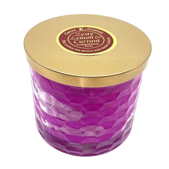 Circle E Candles, Zesty Lemon and Currant Scent, Medium Size Jar Candle, 17oz, 2 Wicks