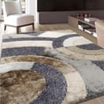 thumbnail image 1 of Circle Earth Tone Design Plush Fluffy Multi-Textural Shag, 7'6" x 10'3" Area Rug/ Carpet by Makymo, 1 of 3