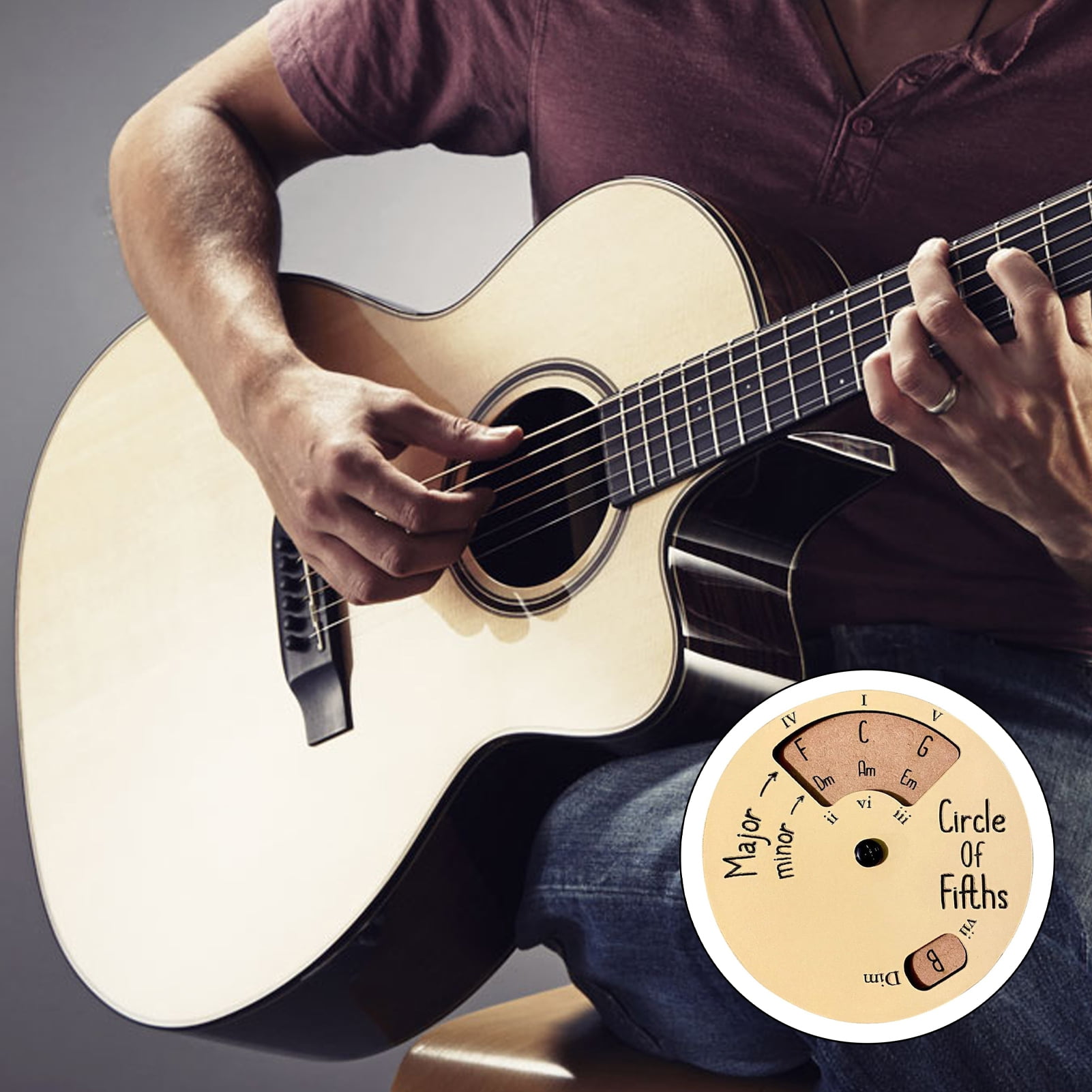 Circle of Fifths Wooden Musician Melody Wheel, Wooden Melody Tool