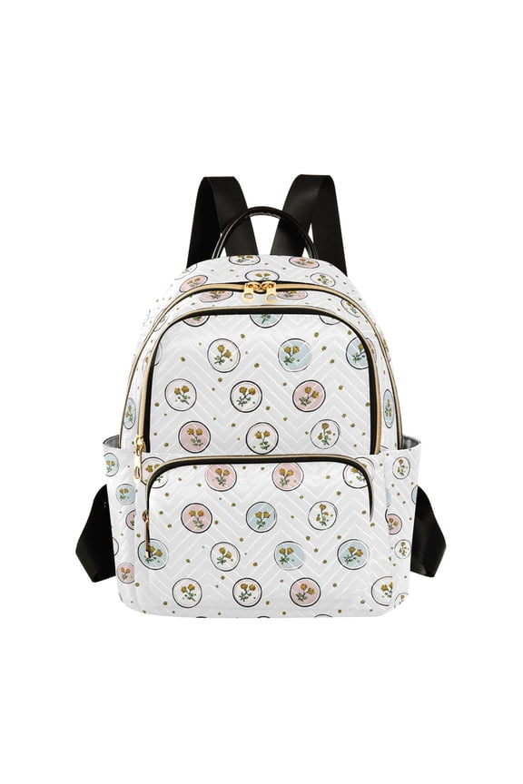 Circle Flower Fashion Backpack for Women Lightweight College Travel Casual Daypack