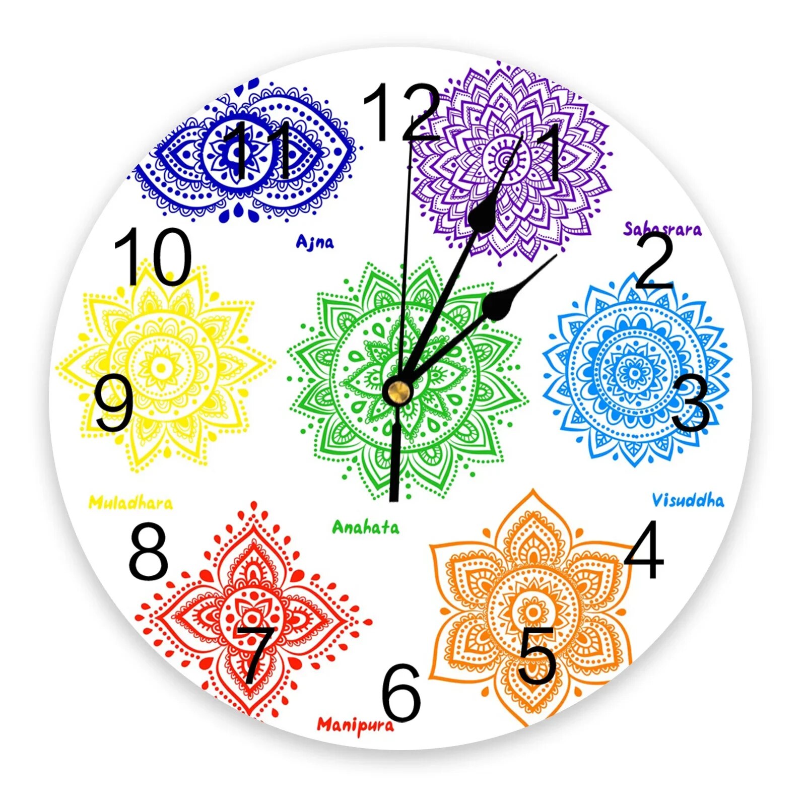 Circle Flower Geometry Lotus PVC Wall Clock Living Room Bedroom Wall ...