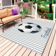 thumbnail image 1 of Circle Footballs Striped Outdoor Rug for Patio/Deck/Porch, Non-Slip Large Area Rug 3 x 5 Ft, Black White Stripes Geometric Indoor Outdoor Rugs Washable Area Rugs, Reversible Camping Rug Carpet Runner, 1 of 8