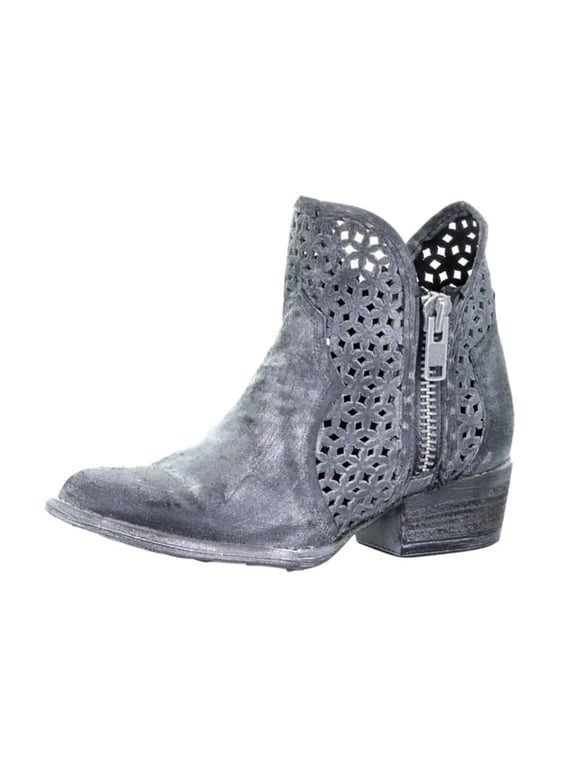 CORRAL Adult Female Gray Cutout Shortie Boots, Size: 7.5, Width: M (Q5059-M-7.5)