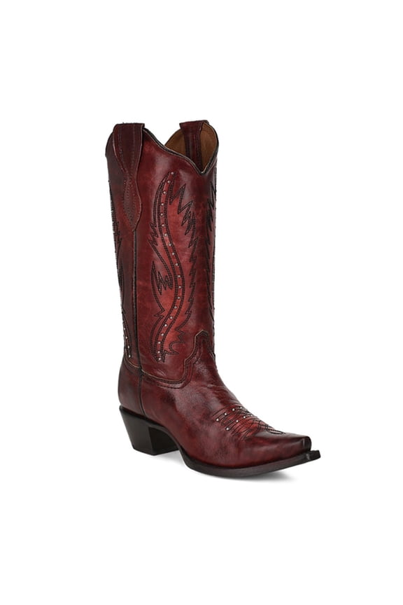 CORRAL Adult Female Wine Embroidery & Studs Western Boots, Size: 8, Width: M