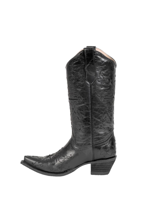 CORRAL Adult Female Cross Embroidery Snip Toe Western Boots, Color: Black, Size: 7, Width: M