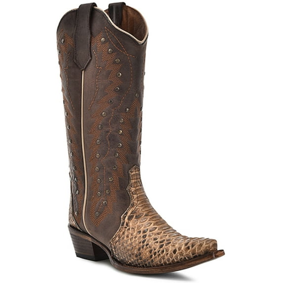 Circle G Women's Exotic Python Studded Western Boot Snip Toe - L6045 10 M US