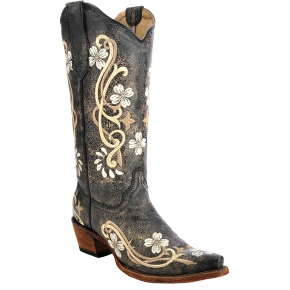 Circle G Women's Floral Embroidered Western Boot Snip Toe - L5175 11 M US