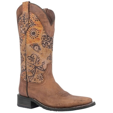 Circle G Women's Tan Embroidered Square Toe Cowgirl Boots – Western Style Ladies Boots