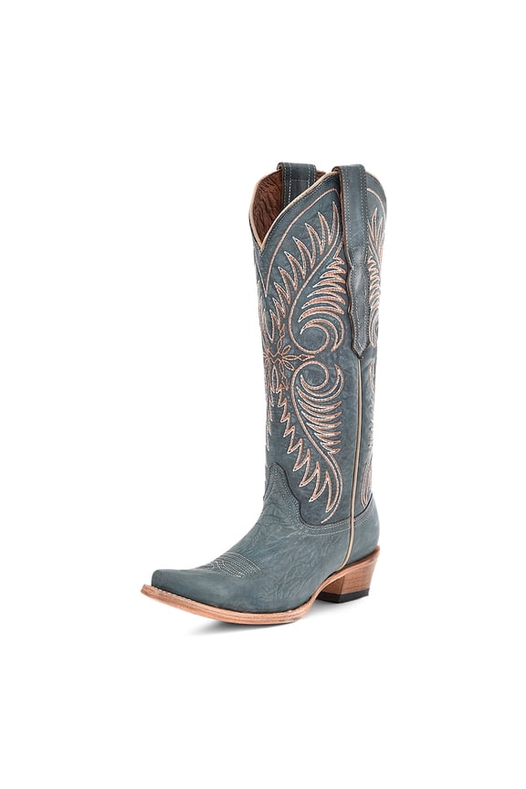 CORRAL Adult Female Circle G Distressed Embroidery Boots, Color: Faded Teal Blue, Size: 9 (L6120-9)