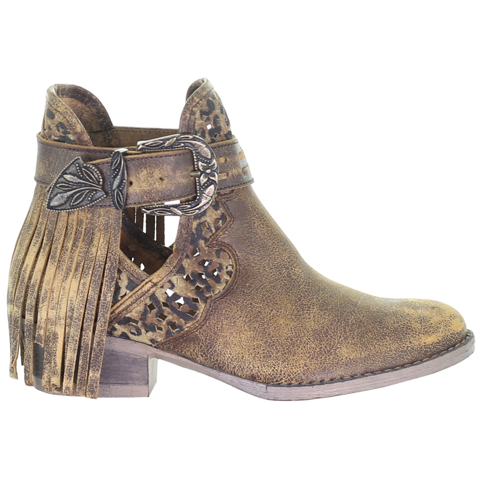 Circle G by Corral Womens Leopard Round Toe Cowboy Ankle Boots Walmart