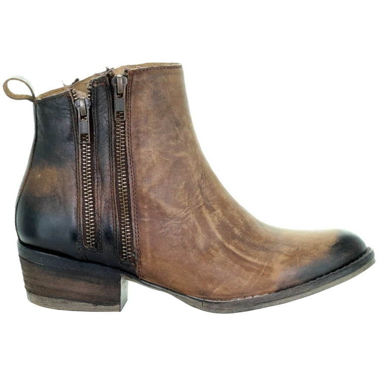 Circle G by Corral Womens Q0002 Distressed Zippered Ankle Boots