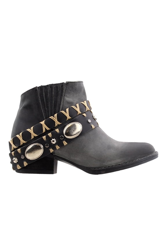 by Corral Womens Studded Pull On Round Toe Cowboy Ankle Boots