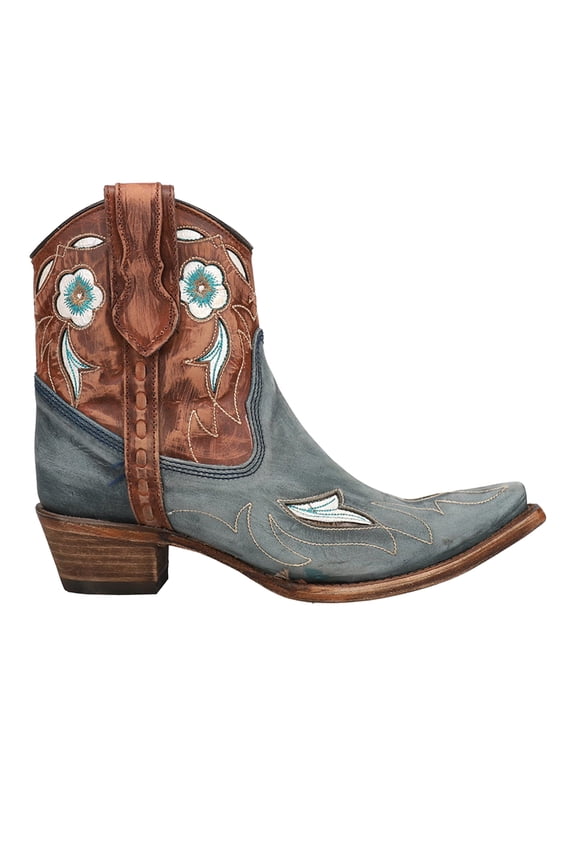 by Corral Womens Inlay And Floral Embroidered Ankle Snip Toe Zippe