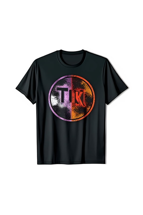 Circle Graphic Black T-Shirt with Distorted 'TIK' Print