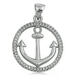 thumbnail image 1 of Circle Halo Studded Anchor Pendant Clear Cubic Zirconia .925 Sterling Silver Charm Jewelry Female, 1 of 3