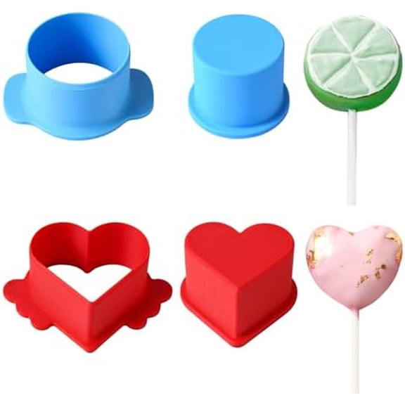 Circle and Heart Cake Pop Cutter and Pusher, 3D Printed Cake Pop Molds Shapes Press Set, Baking Tools for Home Baking, Birthday Parties, Wedding Desserts