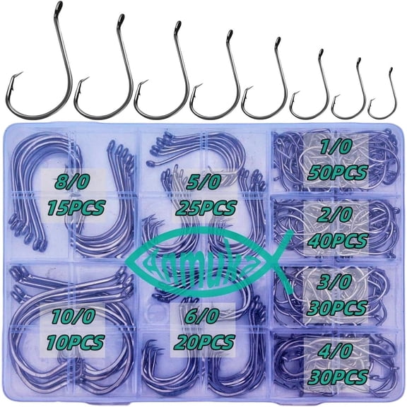 Circle Hooks Fishing Hooks 2X Strong 170PCS/Box|220PCS/Box Octopus Catfish Fish Bulk Fishing Hooks Set Saltwater Freshwater Gear Equipment#1 1/0 2/0 3/0 4/0 5/0 6/0 8/0 10/0