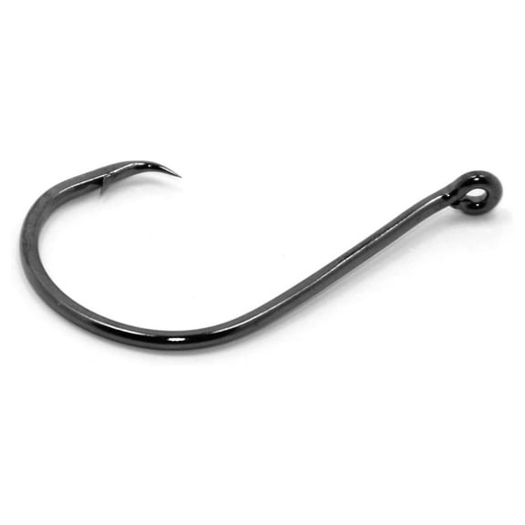 Circle Hooks - Octopus Hooks Offset Point - Black - Pack of 25 - Saltwater & Freshwater Fishing - Bait Hooks - Strong & Sharp - Barb End Multi One Size