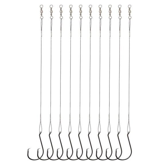 Circle Hooks Rigs Saltwater Steel Leader Wire, 25pcs Heavy Duty Circle Hook with Leader Wire Bass Catfish Fishing Lure Rig