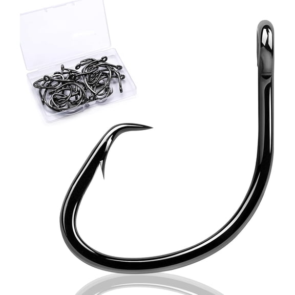 Circle Hooks Saltwater for Catfish, Offset 3X Strong Wide Gap Fishing Hook for Live Bait, Sizes:2,1,1/0,2/0,3/0,4/0,5/0,6/0,7/0,8/0,9/0,10/0,12/0