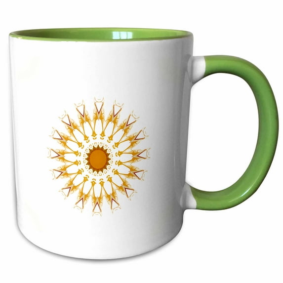 3drose, Circle Image Kaleidoscope, 11oz Two-tone Green Mug