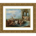 thumbnail image 1 of Circle of Jan Brueghel I 18x14 Gold Ornate Wood Frame and Double Matted Museum Art Print Titled - Feast of the Gods, with the Marriage of Neptune and Amphitrite, 1 of 4