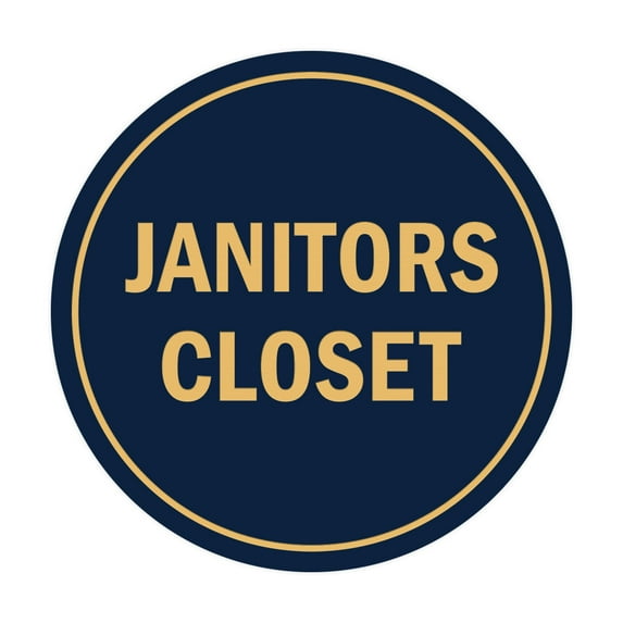 Circle Janitors Closet Sign (Navy Blue/Gold) - Small
