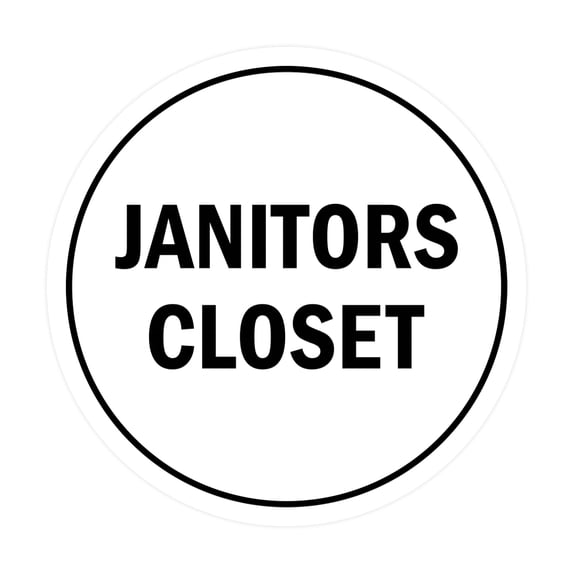 Circle Janitors Closet Sign (White) - Small
