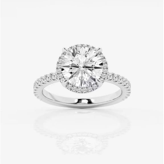 Circle Jewel 1.4 Ct Round Cut Lab Created Diamond Halo Engagement Ring - 14K White Gold Plated - Women’s Bridal Jewelry - Ideal for Gifting - Perfect Daily Wear & Wedding Ring - Silver Jewelry