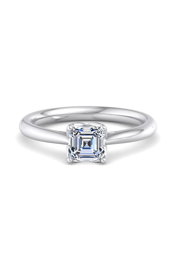 1.5 Ct Asscher Cut Moissanite Anniversary Ring - 14K White Gold Plated Engagement Ring for Women's - Stunning Flower Design Proposal Ring - A Dream Come True for Every Bride