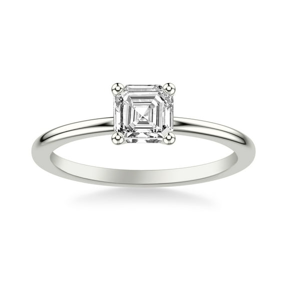 Circle Jewel 1.5 Ct Asscher Cut Moissanite Engagement Ring for Women - 14K White Gold Plated Ring - Gift for Her - Exquisite Women's Jewelry - Bridal Wedding Gifts - Ring for Women Elegant