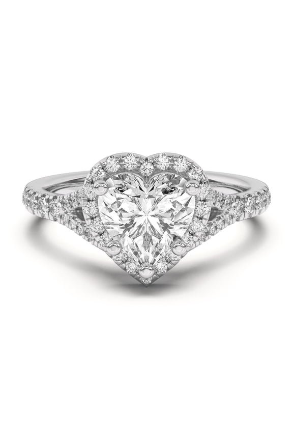 1.5 Ct Heart Cut Moissanite Engagement Ring - Gorgeous 14K White Gold Plated Wedding Ring for Women - Sparkling Moissanite Design - Perfect for Commemorating Special Occasions