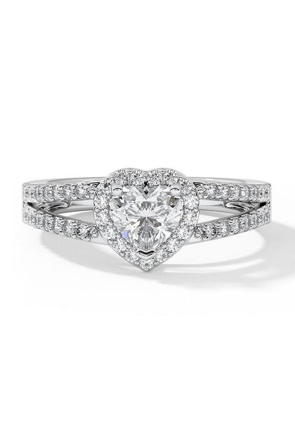 1.5 Ct Heart Cut Moissanite Engagement Ring for Women - Stunning 14K White Gold Plated Ring - Prong Setting - Perfect for Proposals, Anniversaries, or Birthday Celebrations