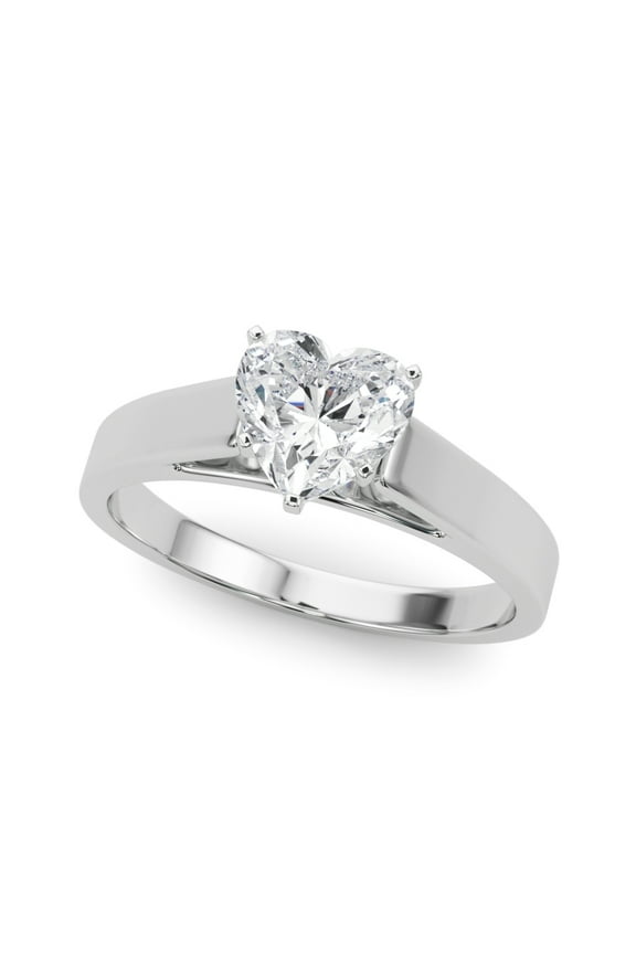1.5 Ct Heart Cut Moissanite Ring - 14K White Gold Plated Wedding Engagement Ring - Women's Solitaire Jewelry - Perfect for Anniversaries and Engagements - 8th Anniversary Gifts