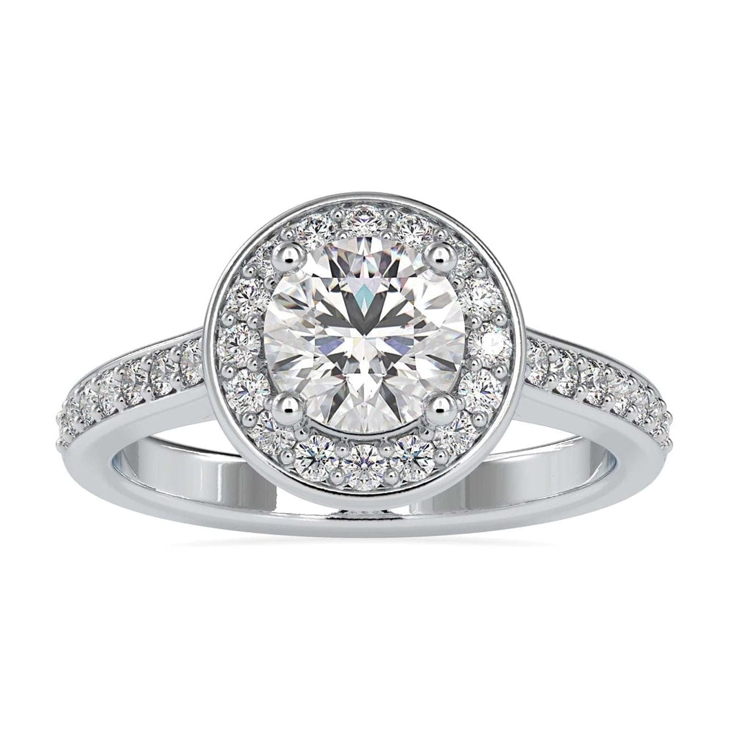 Circle Jewel 1.5 Ct Lab Grown Round Cut Diamond Engagement Ring - 14K ...