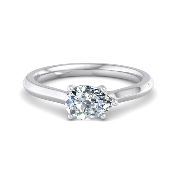 Circle Jewel 1.5 Ct Pear Cut Moissanite Engagement Ring - 14K White ...