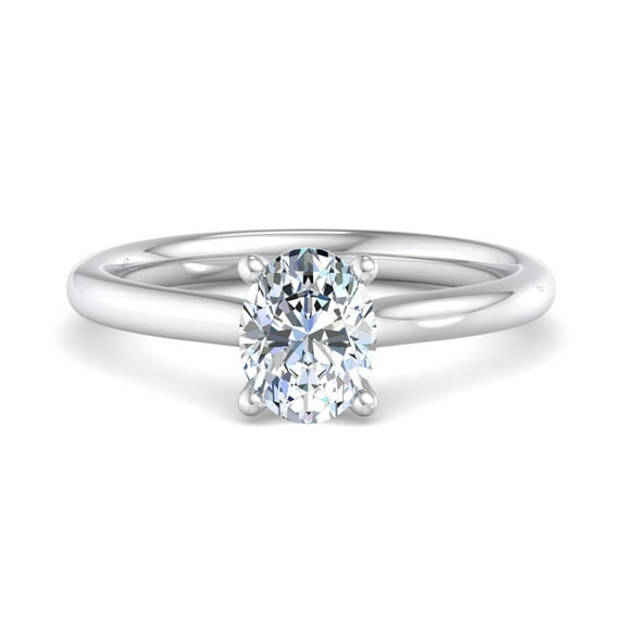 Circle Jewel 1.6 Ct Oval Cut Moissanite Ring - 14K White Gold Plated Engagement Ring for Women - Elegant Solitaire Diamond Ring - Perfect Proposal Ring - Gift for Her - Stunning Jewelry