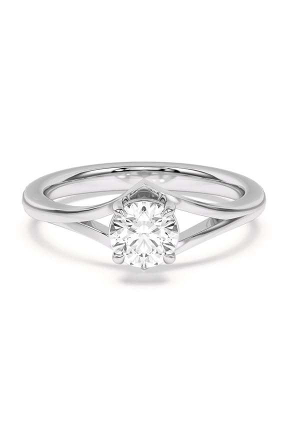1.6 Ct Round Cut Diamond Engagement Ring for Women - Lab Created Stone - 14K White Gold Plated Wedding Band - Slit Shank Jewelry Gift - Ideal for Mom - Christmas Present