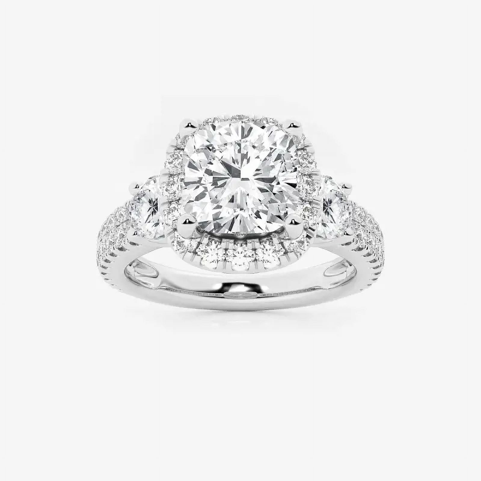 Circle Jewel 1.7 Ct Cushion Cut Lab Created Diamond Halo Ring 14K