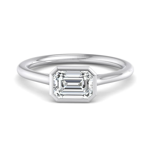 Circle Jewel 1.7 Ct Emerald Cut Moissanite Engagement Ring - 14K White Gold Plated Ring - Elegant Wedding Ring for Women - Proposal Ring - Gift for Her - Jewelry for Special Occasions