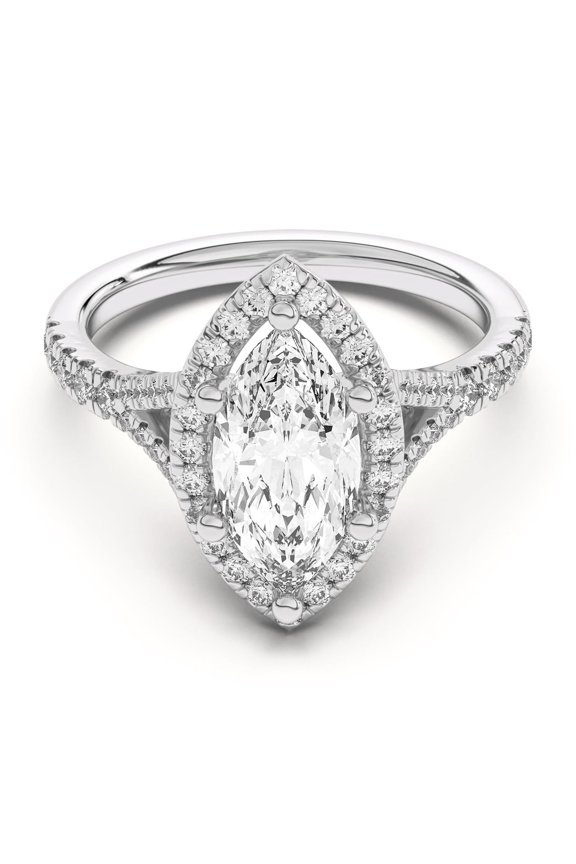 1.7 Ct Marquise Cut Moissanite Engagement Ring - 14K White Gold Plated Prong Setting Ring for Women's - Elegant Wedding Ring for Her - A Sparkling Reminder of Forever Together