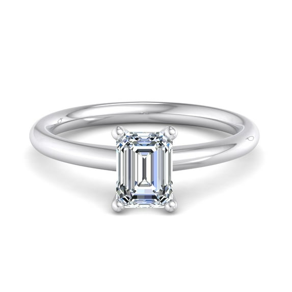 Circle Jewel 1.7 Ct Moissanite Engagement Ring - Emerald Cut in 14K White Gold Plated Proposal Ring - Elegant Solitaire Style for Weddings and Anniversaries - Thoughtful Gift for Her