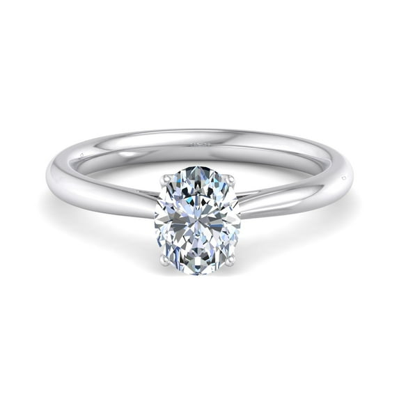 Circle Jewel 1.7 Ct Oval Cut Moissanite Wedding Ring - 14K White Gold Plated Engagement Ring - Women's Solitaire Diamond Jewelry - Wedding Bands for Her - 7th Wedding Anniversary Gifts